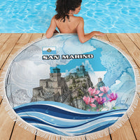 San Marino Foundation Day Beach Blanket Mount Titano Fortress Fox Falcon And Cyclamen
