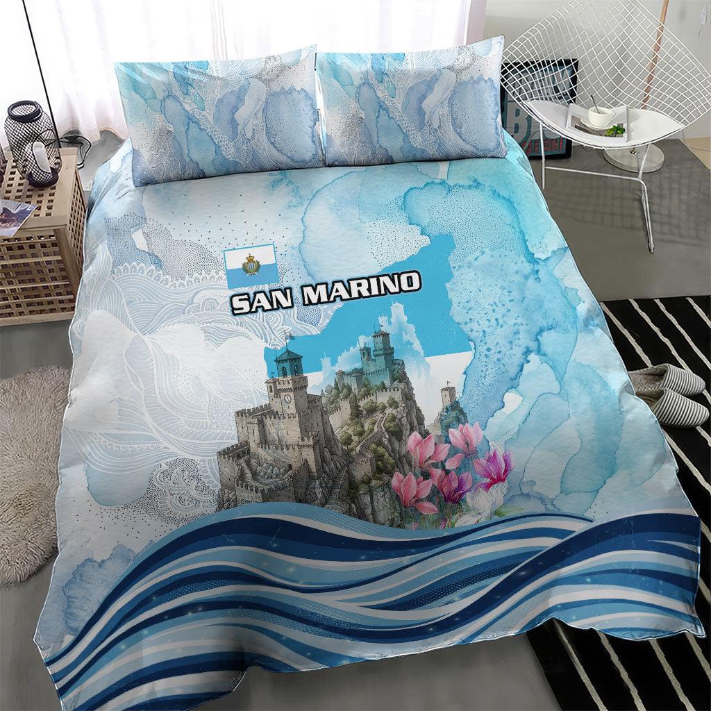 San Marino Foundation Day Bedding Set Mount Titano Fortress Fox Falcon And Cyclamen