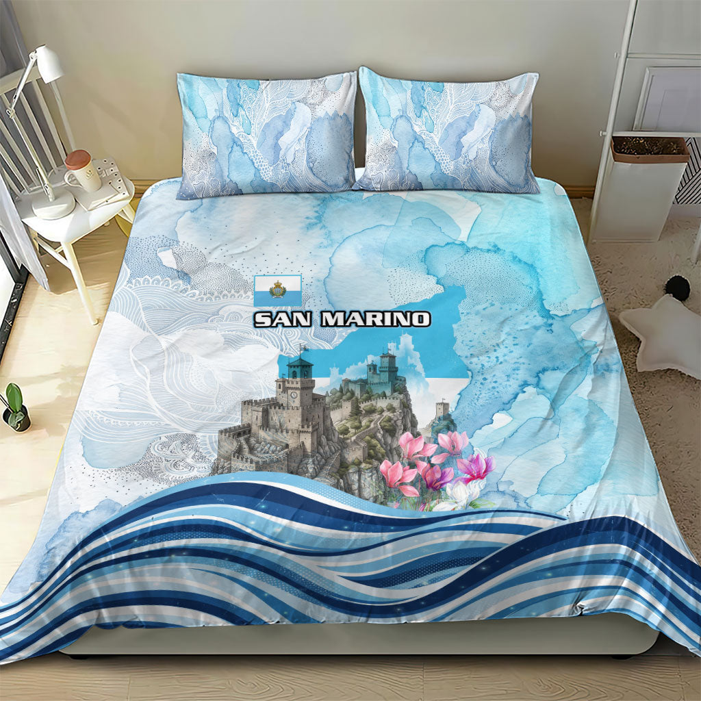 San Marino Foundation Day Bedding Set Mount Titano Fortress Fox Falcon And Cyclamen