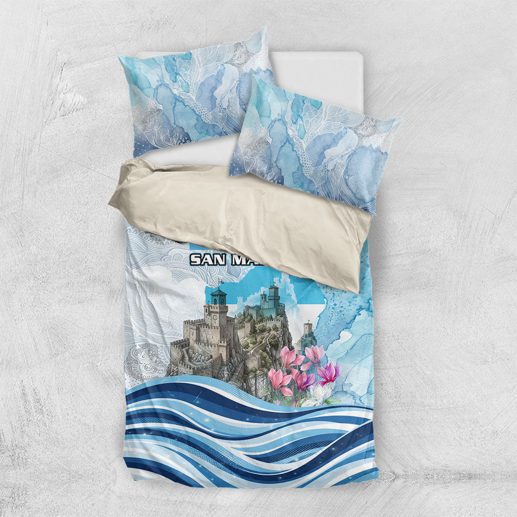 San Marino Foundation Day Bedding Set Mount Titano Fortress Fox Falcon And Cyclamen