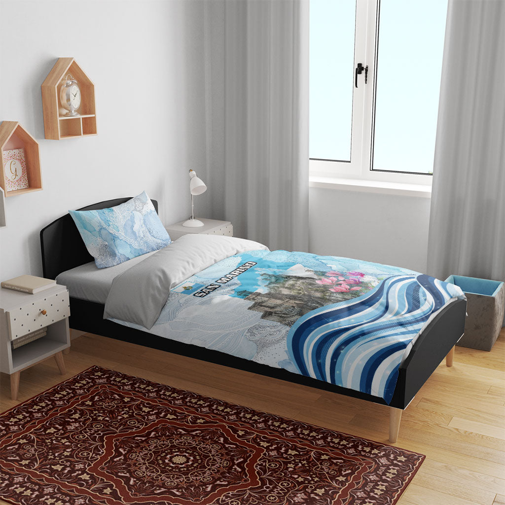 San Marino Foundation Day Bedding Set Mount Titano Fortress Fox Falcon And Cyclamen