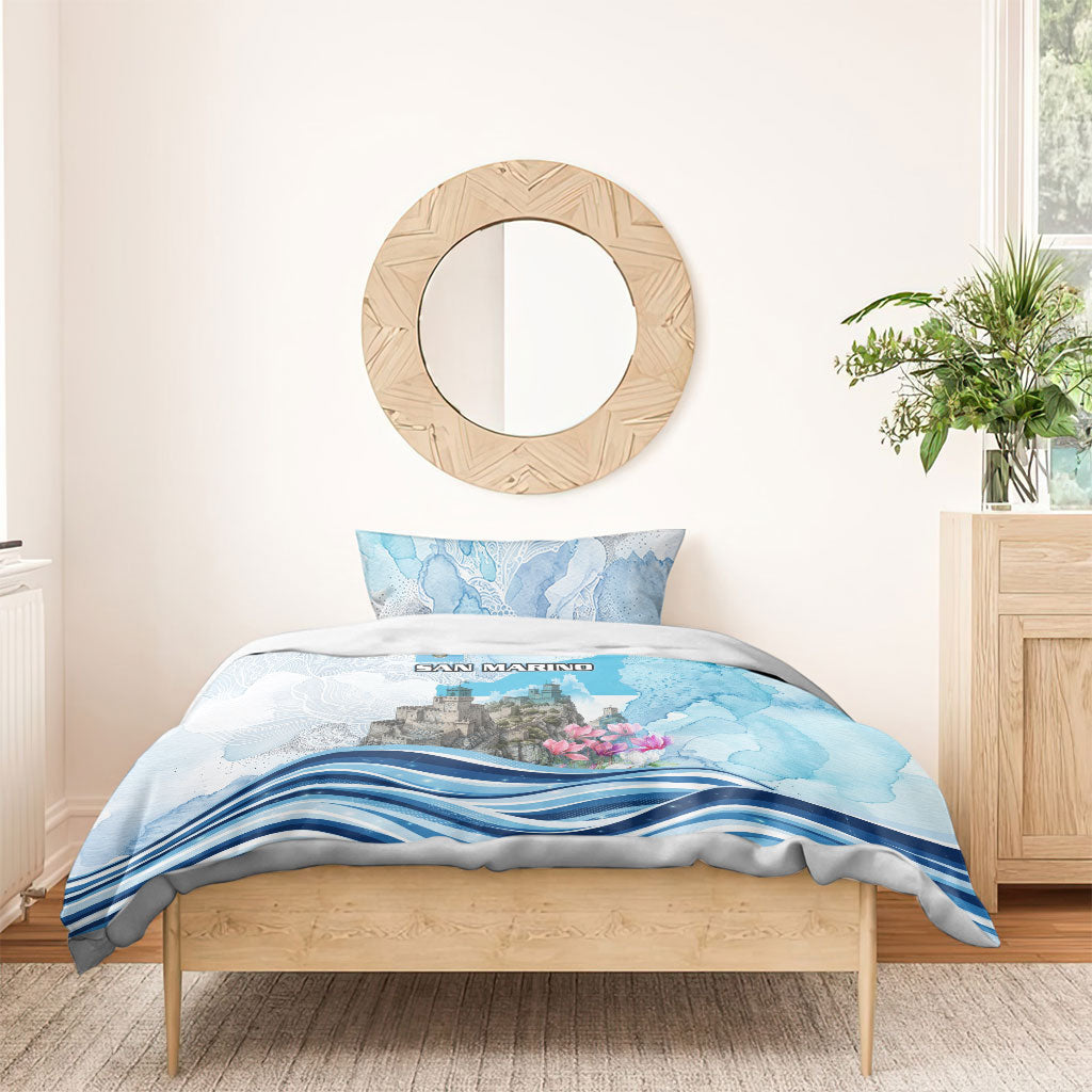 San Marino Foundation Day Bedding Set Mount Titano Fortress Fox Falcon And Cyclamen