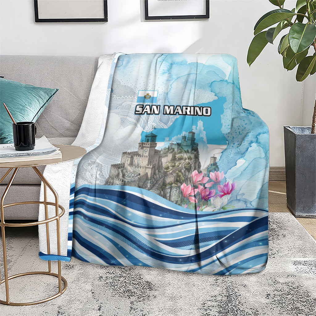 San Marino Foundation Day Blanket Mount Titano Fortress Fox Falcon And Cyclamen