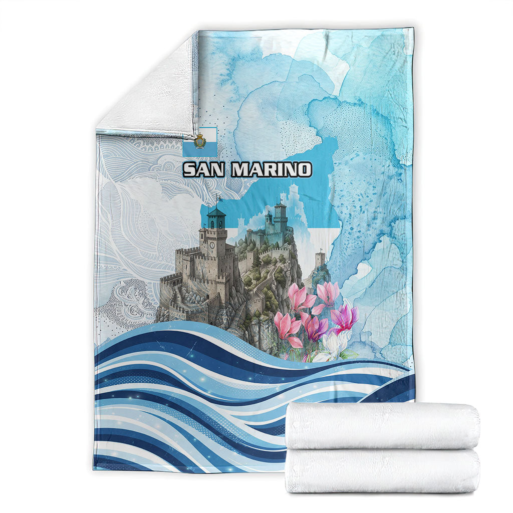San Marino Foundation Day Blanket Mount Titano Fortress Fox Falcon And Cyclamen