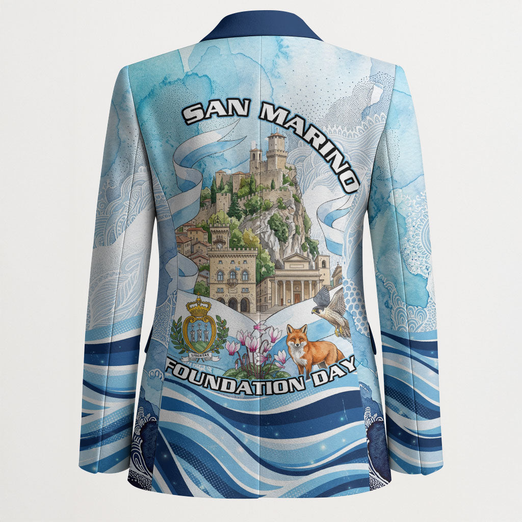 San Marino Foundation Day Blazer Mount Titano Fortress Fox Falcon And Cyclamen