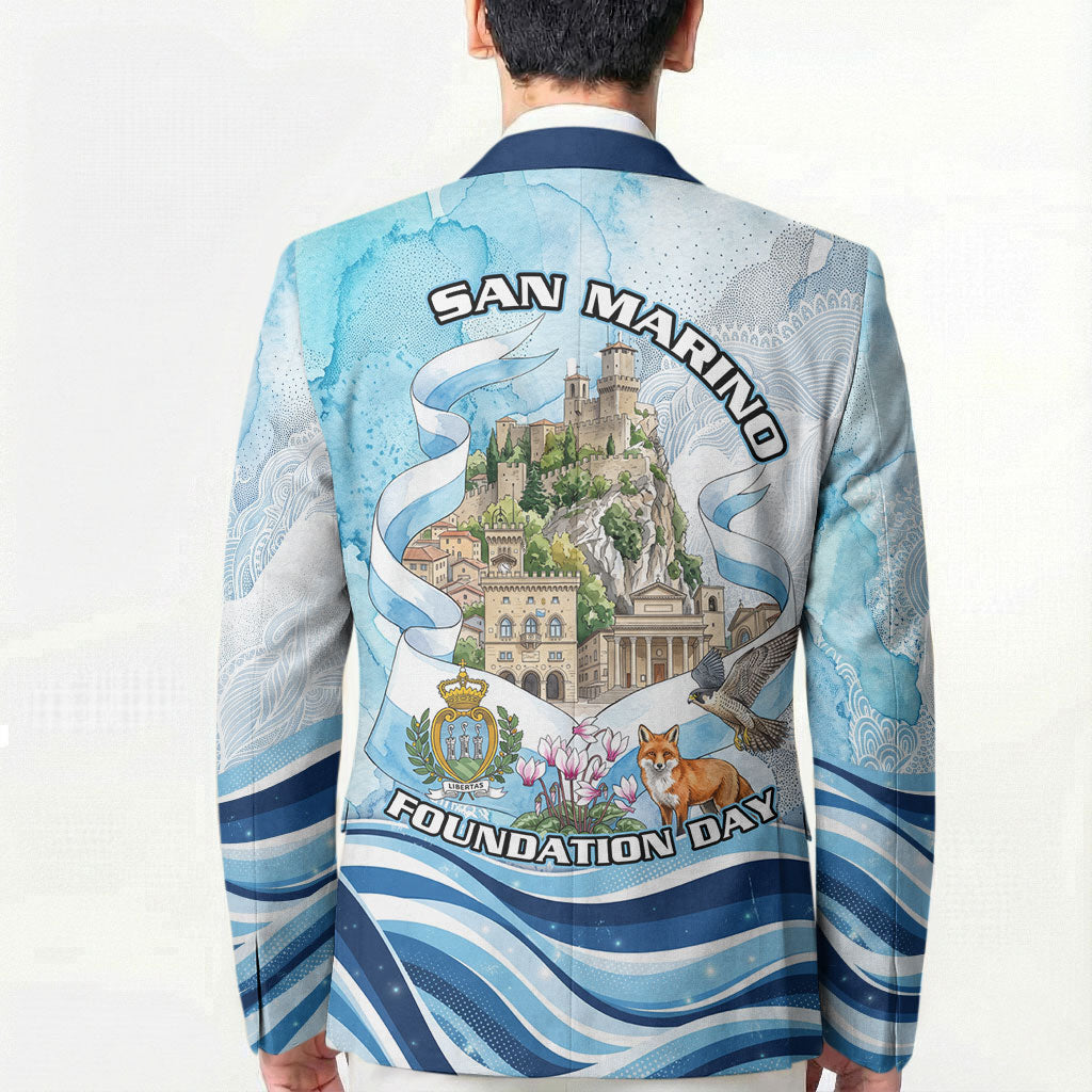 San Marino Foundation Day Blazer Mount Titano Fortress Fox Falcon And Cyclamen