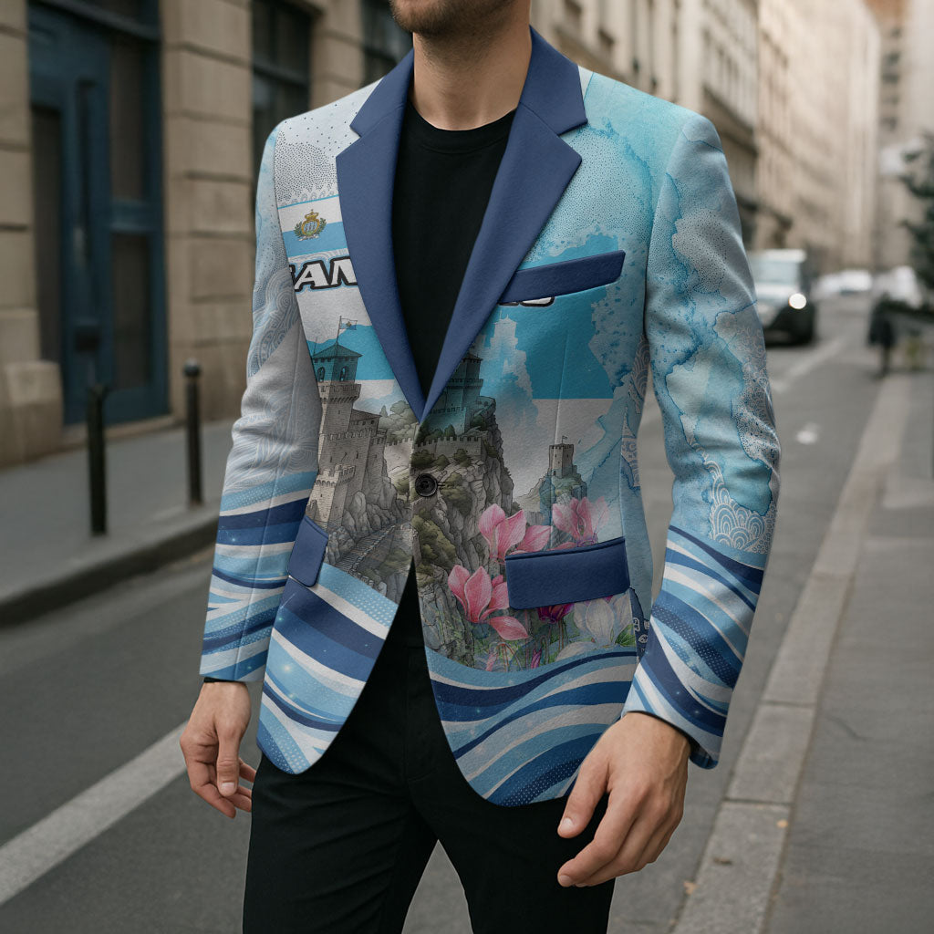 San Marino Foundation Day Blazer Mount Titano Fortress Fox Falcon And Cyclamen