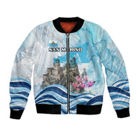San Marino Foundation Day Bomber Jacket Mount Titano Fortress Fox Falcon And Cyclamen