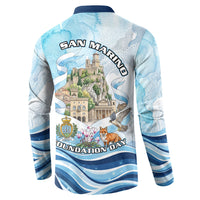 San Marino Foundation Day Button Sweatshirt Mount Titano Fortress Fox Falcon And Cyclamen
