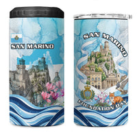 San Marino Foundation Day 4 in 1 Can Cooler Tumbler Mount Titano Fortress Fox Falcon And Cyclamen
