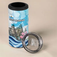 San Marino Foundation Day 4 in 1 Can Cooler Tumbler Mount Titano Fortress Fox Falcon And Cyclamen