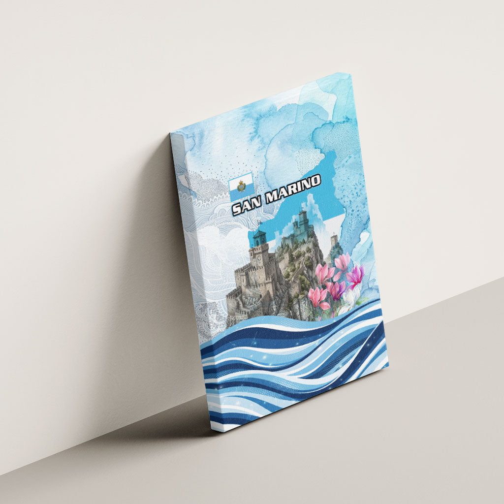 San Marino Foundation Day Canvas Wall Art Mount Titano Fortress Fox Falcon And Cyclamen