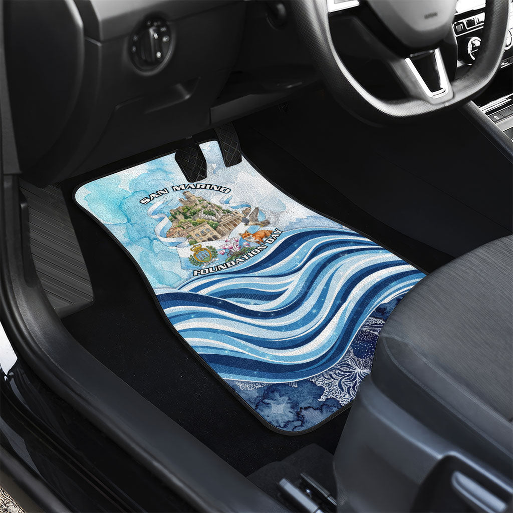 San Marino Foundation Day Car Mats Mount Titano Fortress Fox Falcon And Cyclamen
