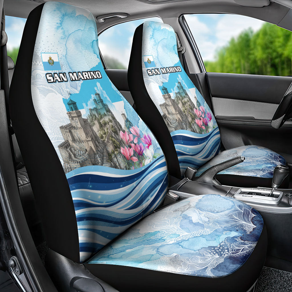 San Marino Foundation Day Car Seat Cover Mount Titano Fortress Fox Falcon And Cyclamen