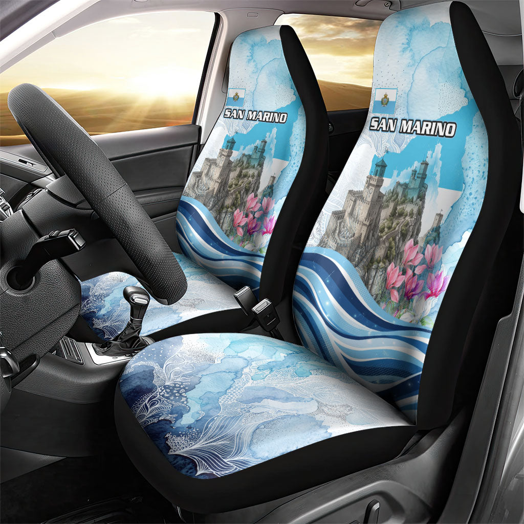 San Marino Foundation Day Car Seat Cover Mount Titano Fortress Fox Falcon And Cyclamen