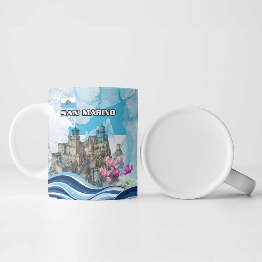 San Marino Foundation Day Ceramic Mug Mount Titano Fortress Fox Falcon And Cyclamen
