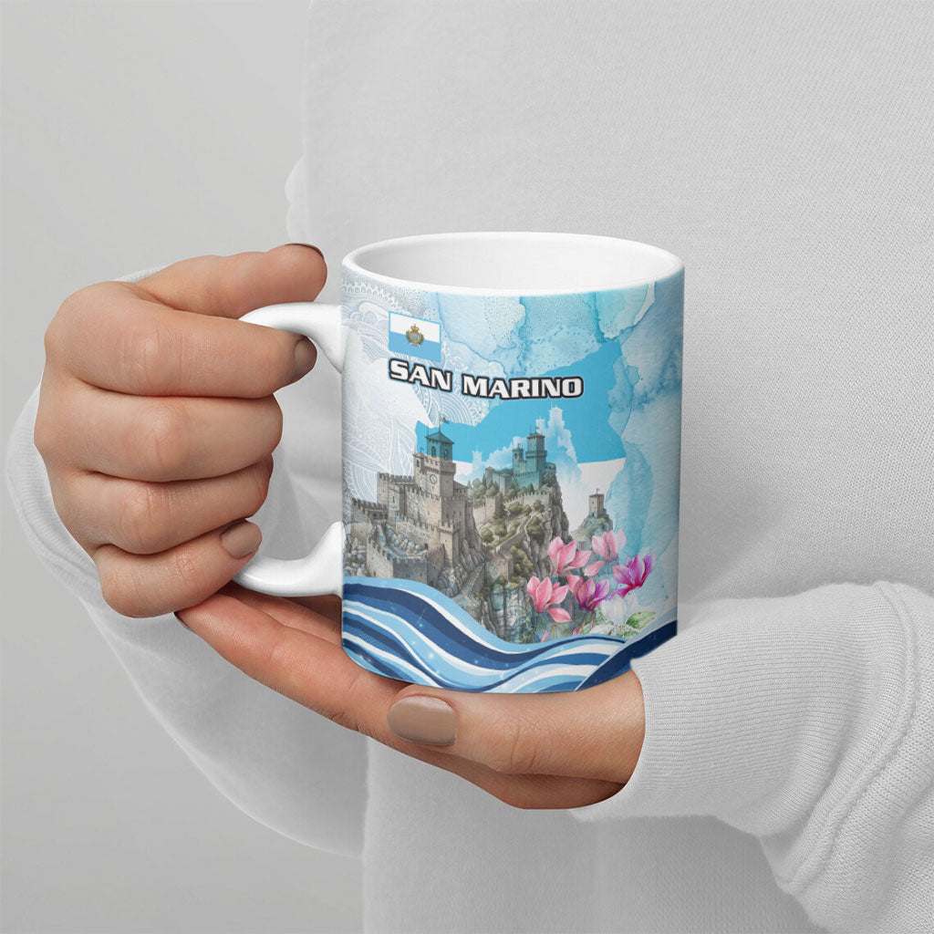 San Marino Foundation Day Ceramic Mug Mount Titano Fortress Fox Falcon And Cyclamen
