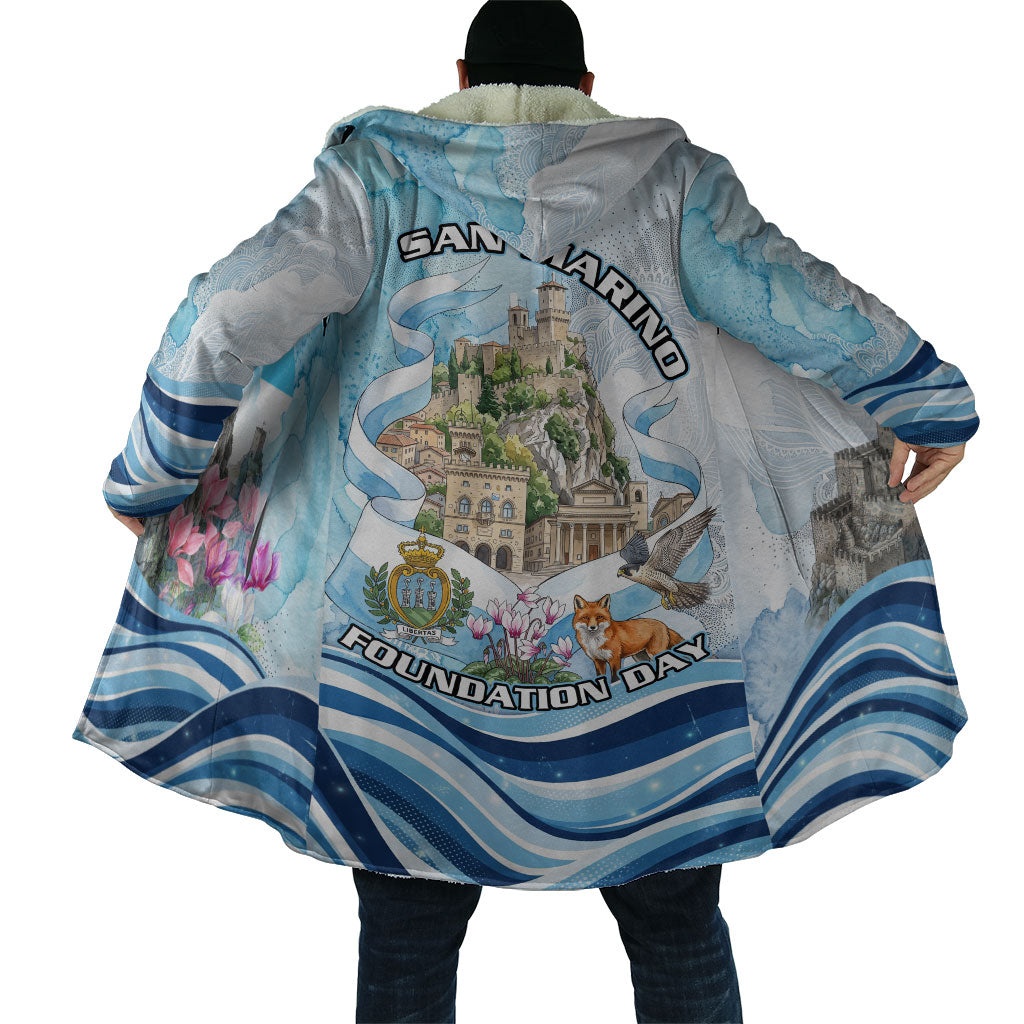 San Marino Foundation Day Cloak Mount Titano Fortress Fox Falcon And Cyclamen
