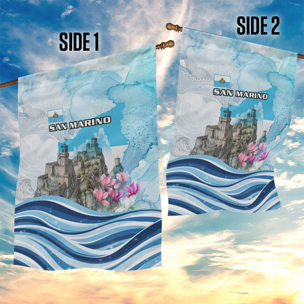San Marino Foundation Day Garden Flag Mount Titano Fortress Fox Falcon And Cyclamen