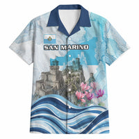 San Marino Foundation Day Hawaiian Shirt Mount Titano Fortress Fox Falcon And Cyclamen