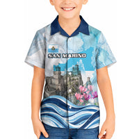 San Marino Foundation Day Kid Hawaiian Shirt Mount Titano Fortress Fox Falcon And Cyclamen