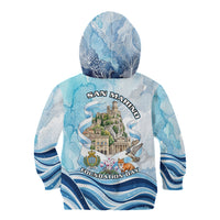 San Marino Foundation Day Kid Hoodie Mount Titano Fortress Fox Falcon And Cyclamen