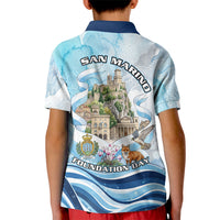 San Marino Foundation Day Kid Polo Shirt Mount Titano Fortress Fox Falcon And Cyclamen
