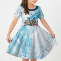 San Marino Foundation Day Kid Short Sleeve Dress Mount Titano Fortress Fox Falcon And Cyclamen