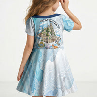 San Marino Foundation Day Kid Short Sleeve Dress Mount Titano Fortress Fox Falcon And Cyclamen