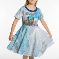 San Marino Foundation Day Kid Short Sleeve Dress Mount Titano Fortress Fox Falcon And Cyclamen