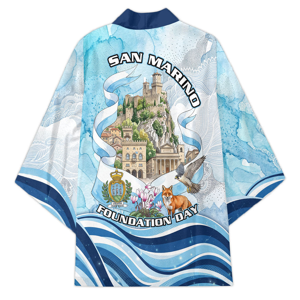 San Marino Foundation Day Kimono Mount Titano Fortress Fox Falcon And Cyclamen