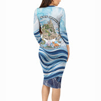 San Marino Foundation Day Long Sleeve Bodycon Dress Mount Titano Fortress Fox Falcon And Cyclamen