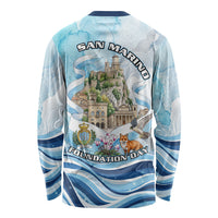 San Marino Foundation Day Long Sleeve Shirt Mount Titano Fortress Fox Falcon And Cyclamen