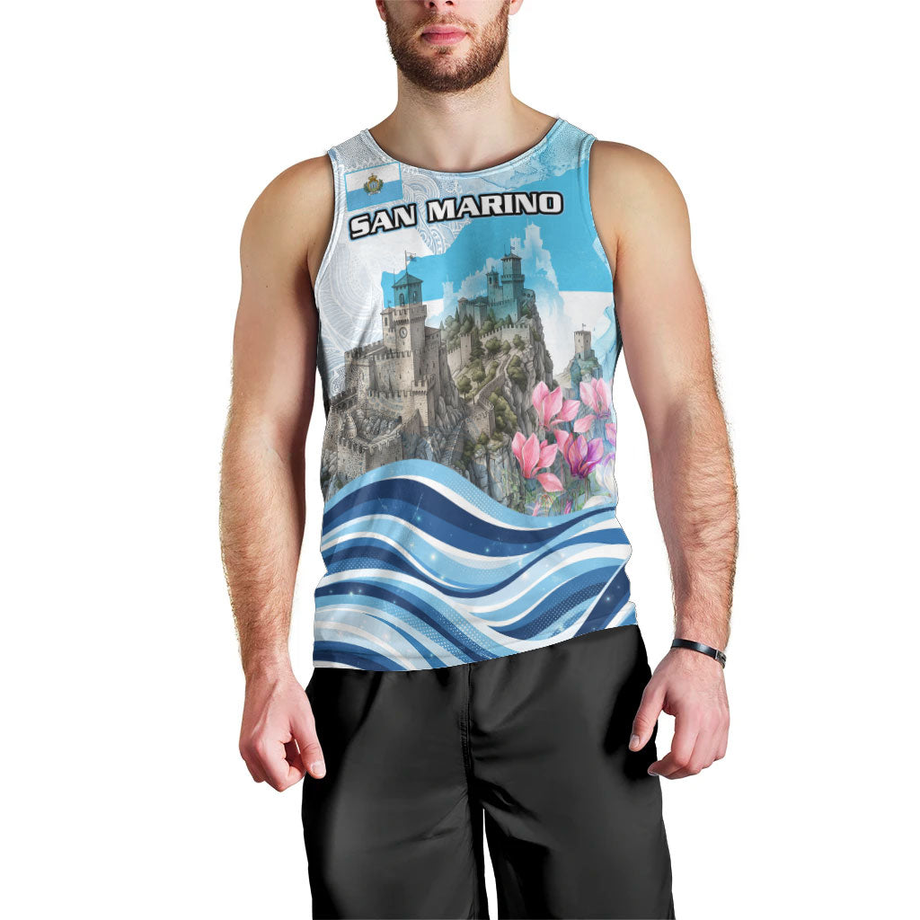 San Marino Foundation Day Men Tank Top Mount Titano Fortress Fox Falcon And Cyclamen