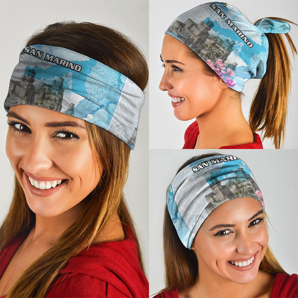 San Marino Foundation Day Neck Gaiter Mount Titano Fortress Fox Falcon And Cyclamen