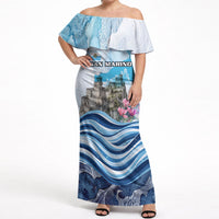 San Marino Foundation Day Off Shoulder Maxi Dress Mount Titano Fortress Fox Falcon And Cyclamen
