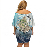 San Marino Foundation Day Off Shoulder Short Dress Mount Titano Fortress Fox Falcon And Cyclamen