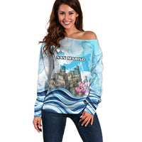 San Marino Foundation Day Off Shoulder Sweater Mount Titano Fortress Fox Falcon And Cyclamen