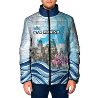 San Marino Foundation Day Padded Jacket Mount Titano Fortress Fox Falcon And Cyclamen