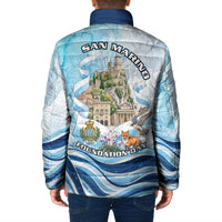 San Marino Foundation Day Padded Jacket Mount Titano Fortress Fox Falcon And Cyclamen