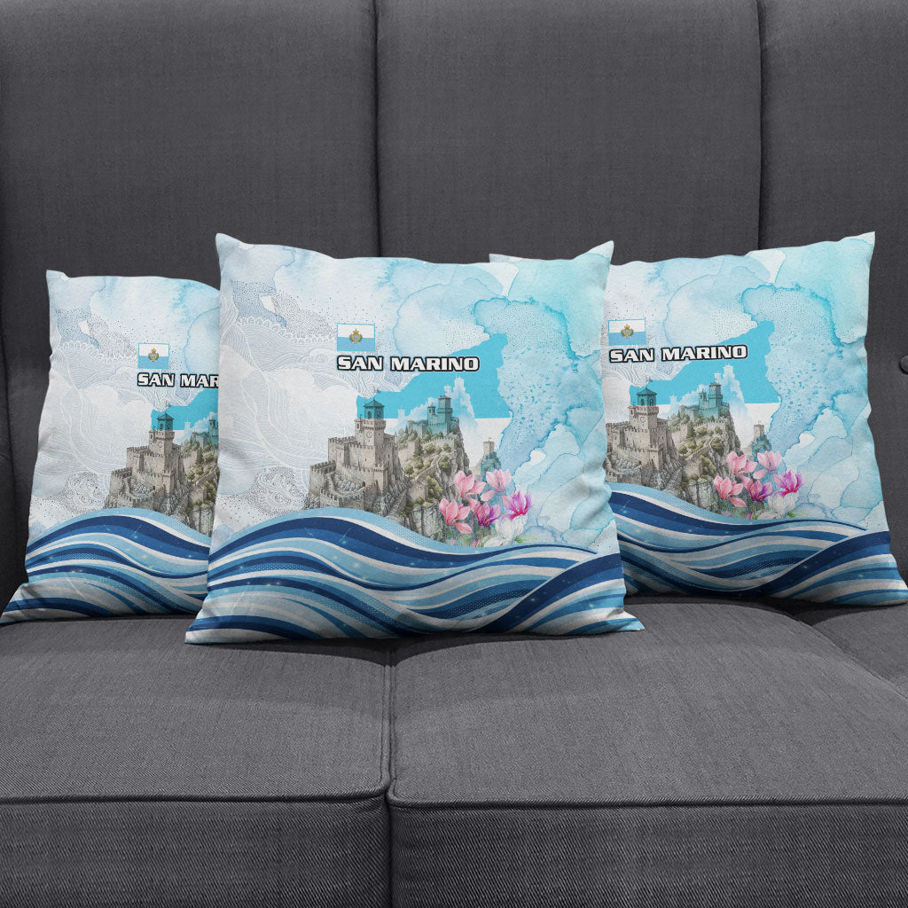 San Marino Foundation Day Pillow Cover Mount Titano Fortress Fox Falcon And Cyclamen