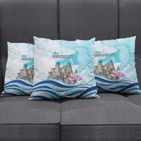 San Marino Foundation Day Pillow Cover Mount Titano Fortress Fox Falcon And Cyclamen