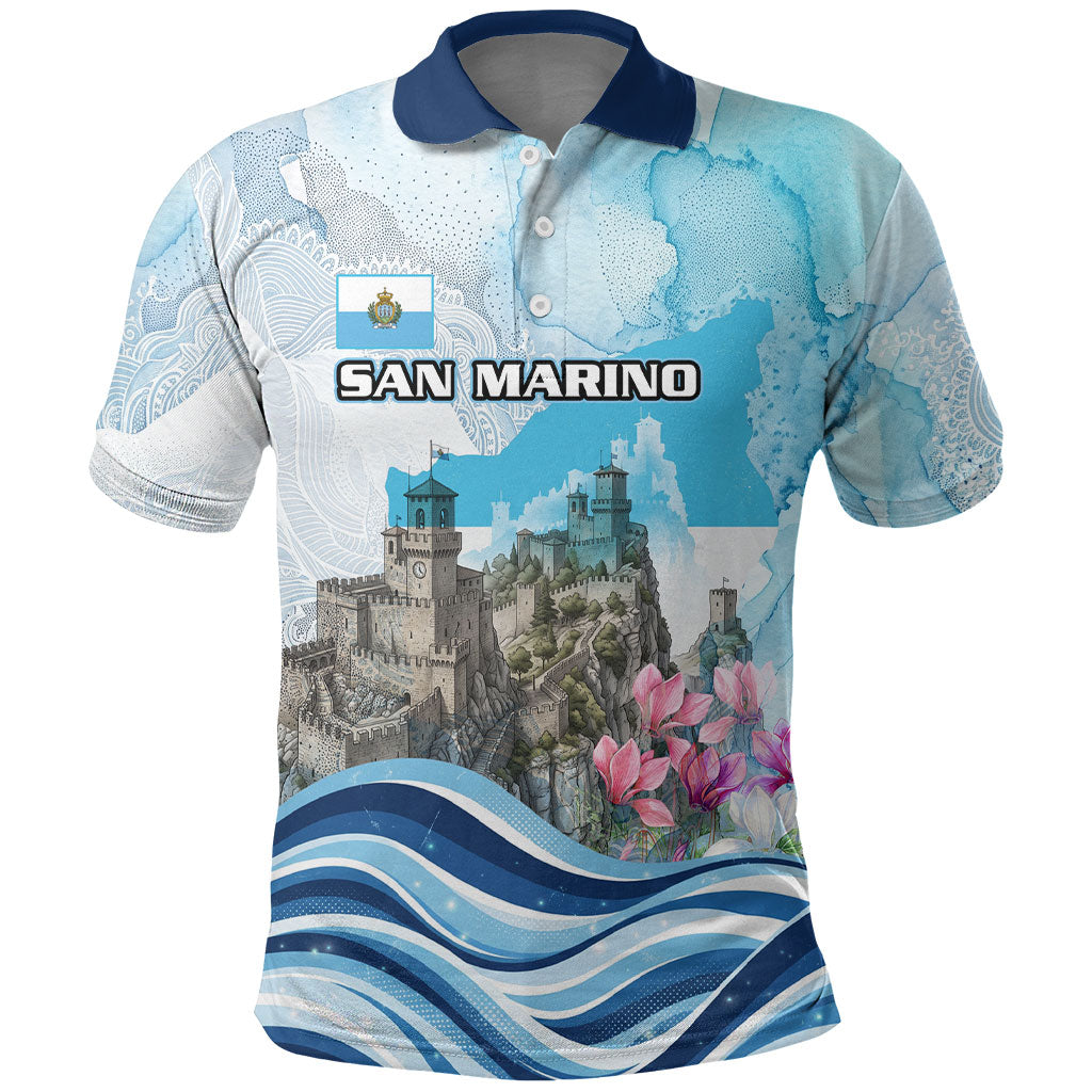 San Marino Foundation Day Polo Shirt Mount Titano Fortress Fox Falcon And Cyclamen