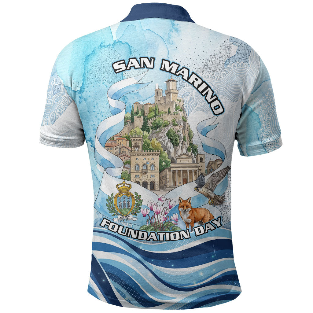 San Marino Foundation Day Polo Shirt Mount Titano Fortress Fox Falcon And Cyclamen