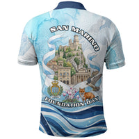 San Marino Foundation Day Polo Shirt Mount Titano Fortress Fox Falcon And Cyclamen