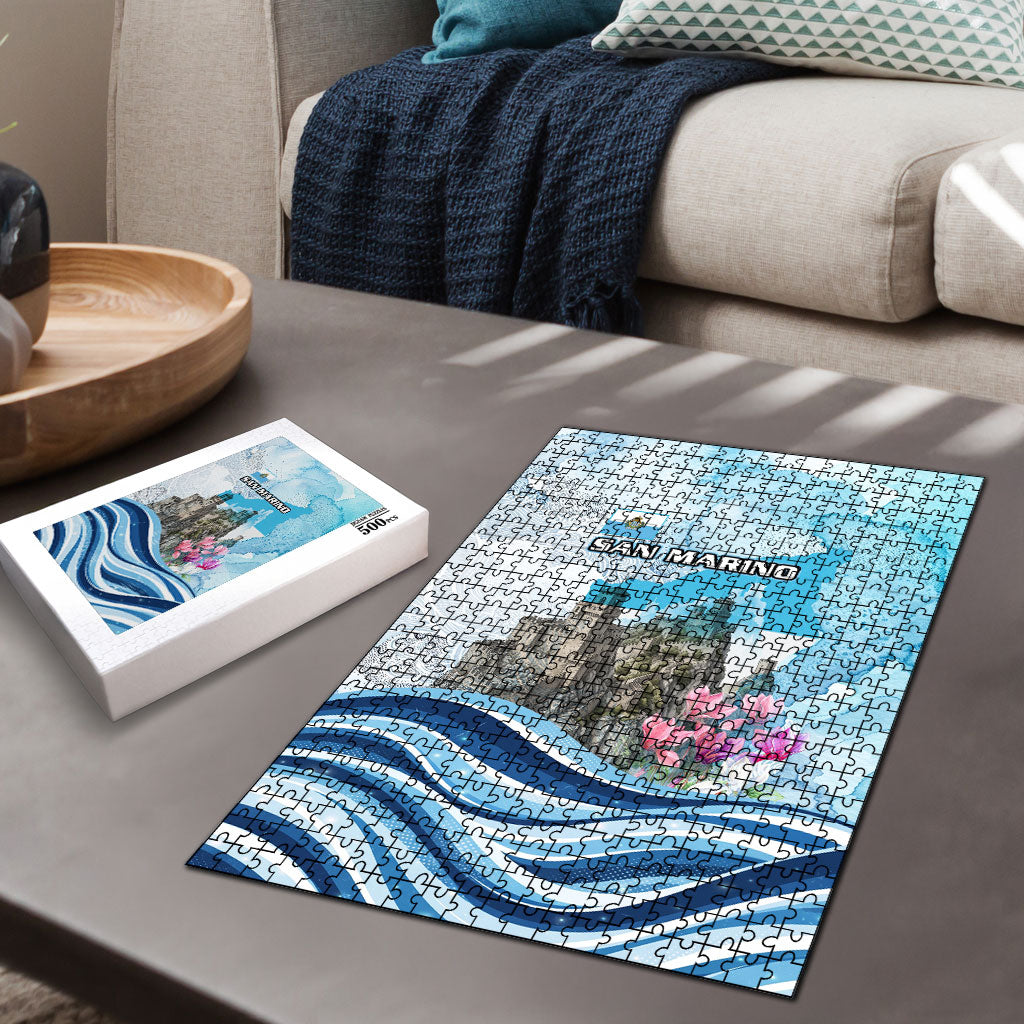 San Marino Foundation Day Puzzle Mount Titano Fortress Fox Falcon And Cyclamen