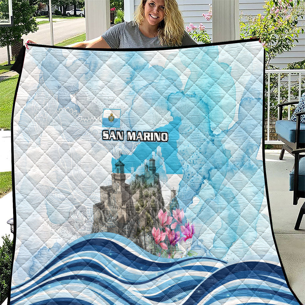 San Marino Foundation Day Quilt Mount Titano Fortress Fox Falcon And Cyclamen