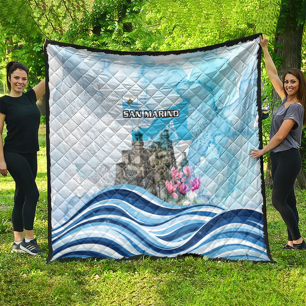 San Marino Foundation Day Quilt Mount Titano Fortress Fox Falcon And Cyclamen