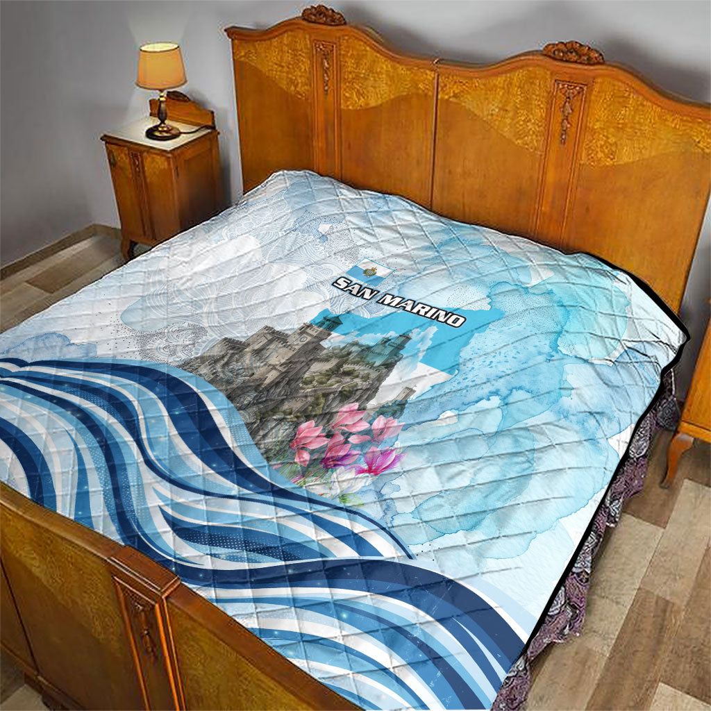 San Marino Foundation Day Quilt Mount Titano Fortress Fox Falcon And Cyclamen