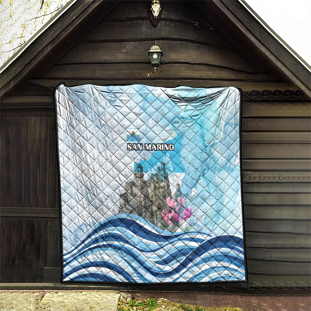 San Marino Foundation Day Quilt Mount Titano Fortress Fox Falcon And Cyclamen